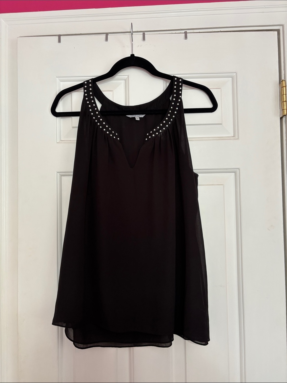 Sleeveless Black Stud-Embellished Women's Top